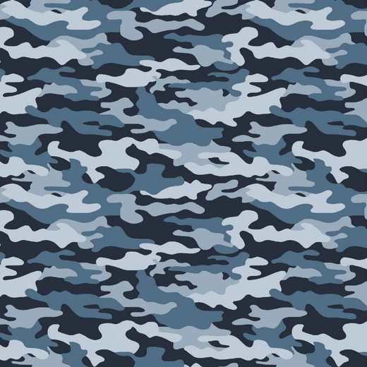 Stoff Baumwolle Popelin Camouflage Flecktarn Militär blau