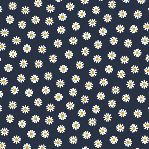 Stoff Baumwolle Popelin dunkelblau Blumen