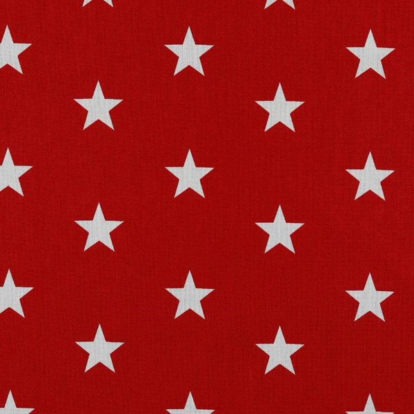Stoff Baumwolle Webware Sterne big Stars rot weiß