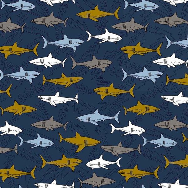 Jersey Baumwolljersey  Haie blau