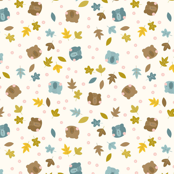 Fabrics and Friends Jersey Bär und Blätter