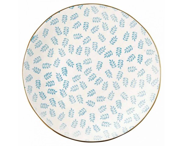 Stoneware Plate Teller Lianna pale blue w/gold