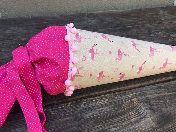 Schultüte aus Stoff Flamingo pink