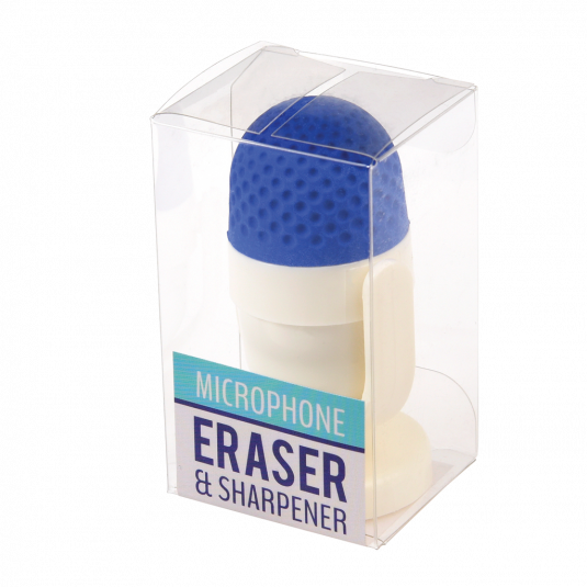 Anspitzer & Radiergummi -  Mikrofon in Blau