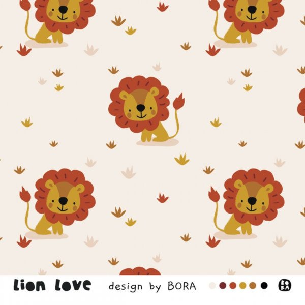 Lillestoff Webware Bora Lion love, Löwe, organic cotton